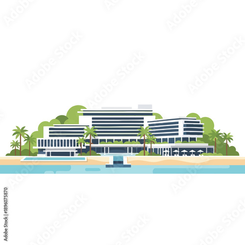 Serene Beachfront Hotel Illustration