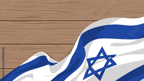 Waving israel flag on wooden background vector art
