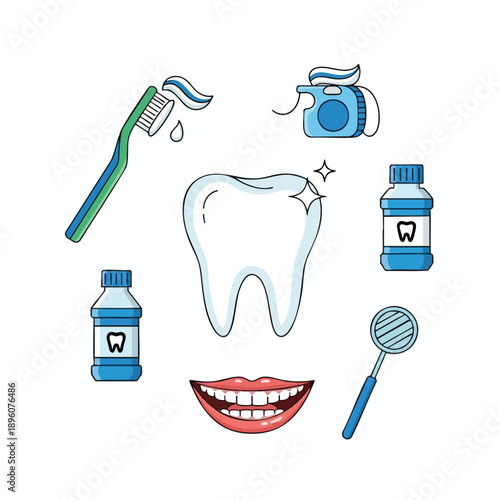 Dental Hygiene Essentials Illustration