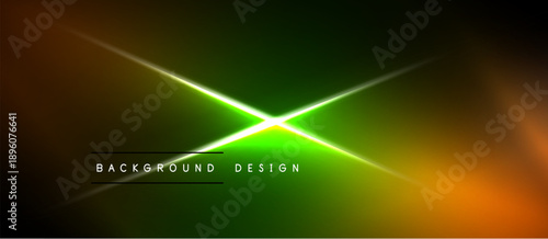 Abstract gradient background. Bright green crosshair dominates center. Orange, yellow hues blend into black edges. Text reads background design.