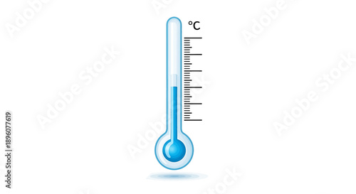 Thermometer Showing Low Temperature on White Background