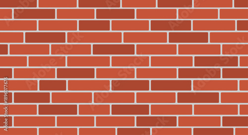 Seamless Red Brick Wall Texture Background Vector Illustration with Classic Clay Bricks and Light Grey Mortar Lines