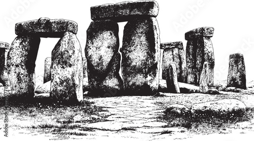 Stonehenge, England illustration on a white background. This vector illustration can be used in any size you like for advertising, logos, and other work.
