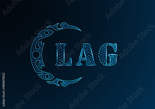 Low poly letter logo LAG design. LAG letter logo low poly vector design on blue color gradient background. LAG logo low poly design
