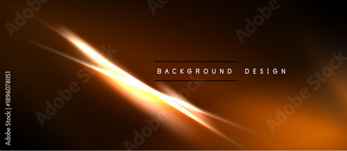 Dark background features bright orange diagonal light streaks. Minimalist design with text background design centered. Modern aesthetic.