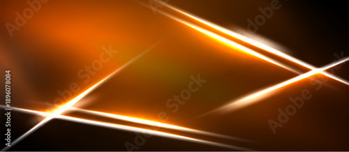 Abstract orange lines intersect dark background. Bright glow emanates from central point, creating dynamic visual effect.