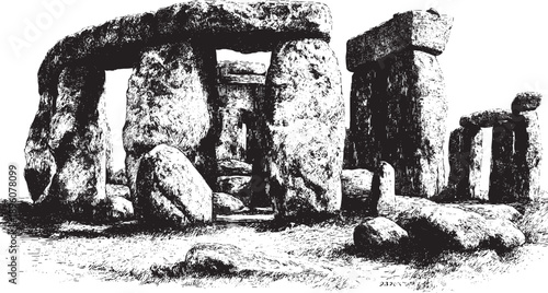 Stonehenge, England illustration on a white background. This vector illustration can be used in any size you like for advertising, logos, and other work.
