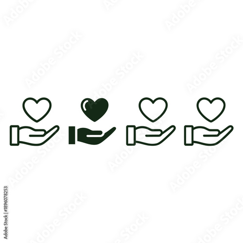 Hands offering hearts a symbol of care love and donation