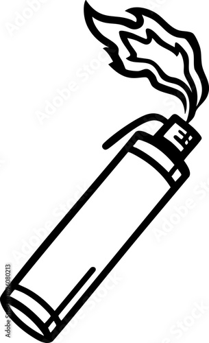 Hand-drawn lighter with a flame illustrated on top.