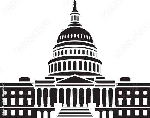 Unated States Capitol building icon.capitol building silhouette, government vector art.