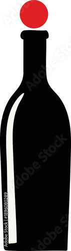 Free Download Stylized black bottle design with a striking red cap. - GFXLoad