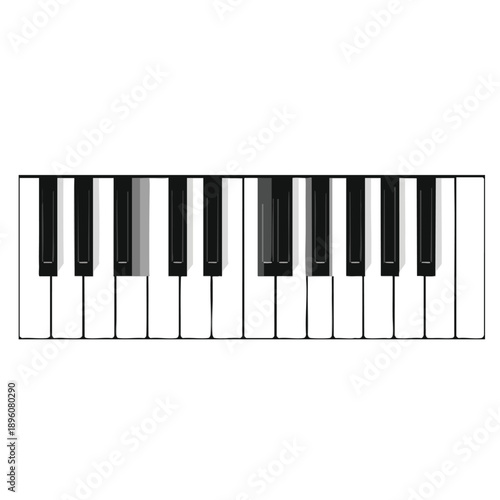 Piano Keys on White Background