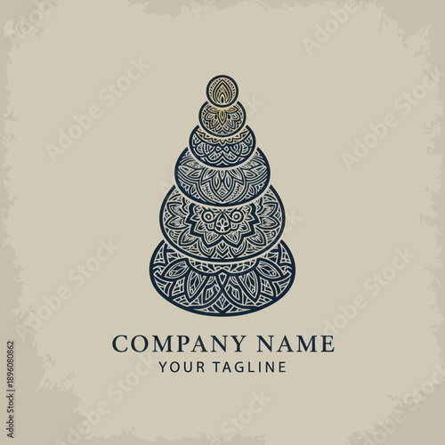 Decorative Christmas Tree Illustration with Ornaments.