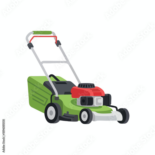 Electric Lawn Mower on White Background