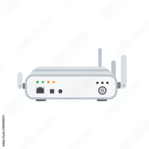 Wireless Router Illustration with Antennas and Ports