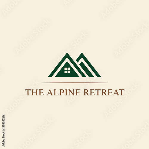 Alpine Retreat Logo Design with Mountains.