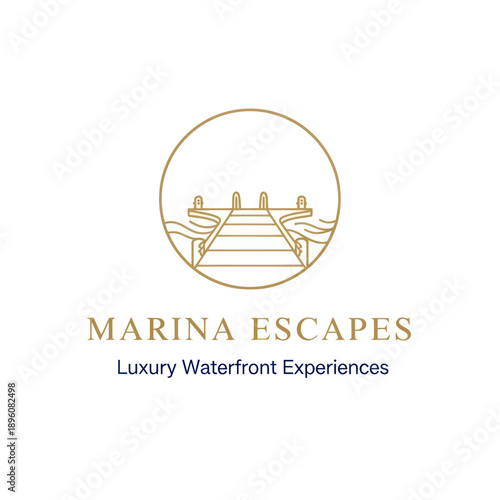 Luxury Waterfront Marina Escapes Logo Design.