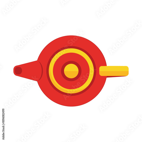 Red and Yellow Teapot Iconic Design Element.
