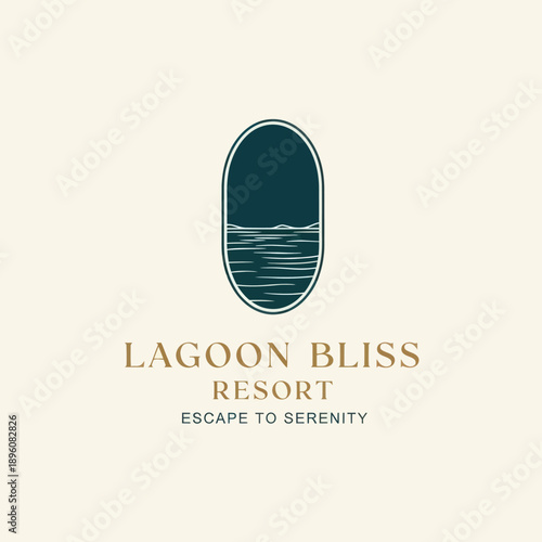 Lagoon Bliss Resort Logo Design Element.
