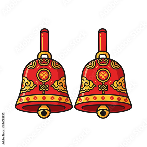 Red Bells with Gold Ornaments.