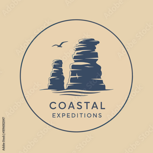 Coastal Expeditions Logo with Rock Formations.