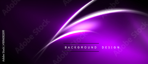 Abstract purple background. Glowing lines create dynamic, modern visual effect. Dark shades dominate composition. Simple text reads background design.