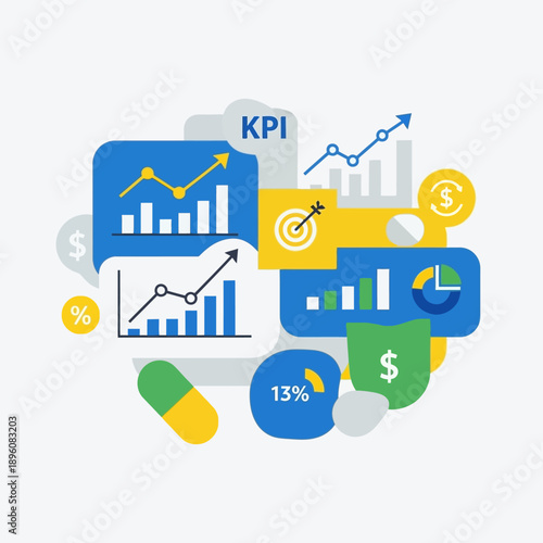Business Finance Growth Statistics Icons.
