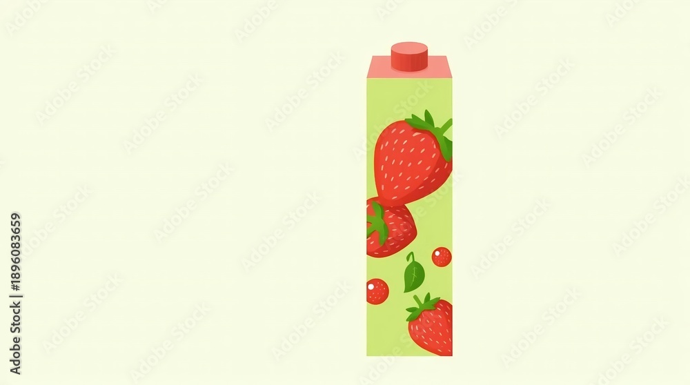Fototapeta premium A carton of strawberry juice with strawberry illustrations on it viewed from the side