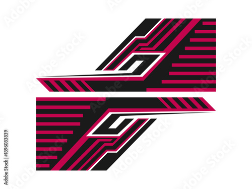 Sporty Racing Car Decal Vector Template Abstract Livery Graphics