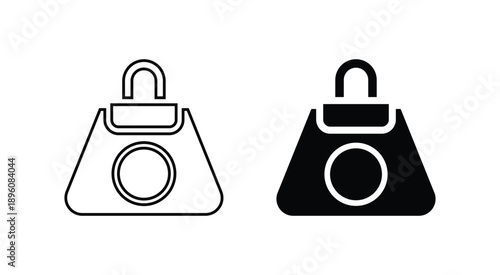 Minimalist Trapezoid Handbag Icon Set - Modern Flat and Outline Vector Illustration of a Stylish Woman's Purse for Fashion, Retail, and E-commerce Branding