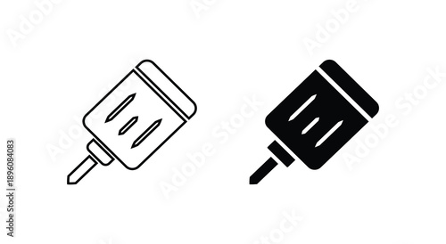 Minimalist Vacuum Cleaner Icon Set - Modern Flat and Outline Vector Illustration of a Handheld Cleaning Device for Housekeeping, Maintenance, and Hygiene Branding