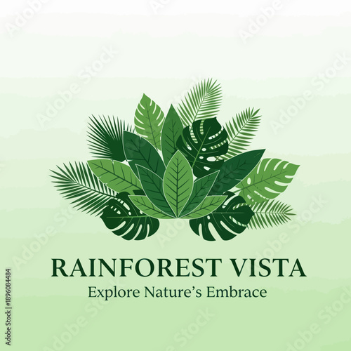 Tropical Leaves Arrangement with Text Overlay.