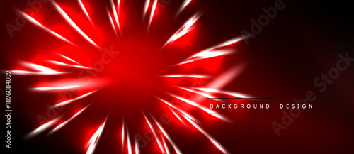 Red burst radiates from center. Dark background creates dramatic effect. Modern design element for projects.