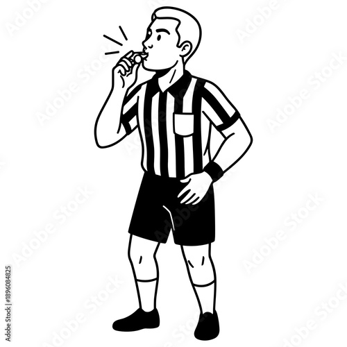 Whistling Referee in Football Uniform