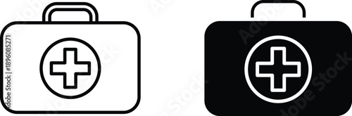 doctors bag icon vector graphic illustration  with white background flat hand made icon fill icon .