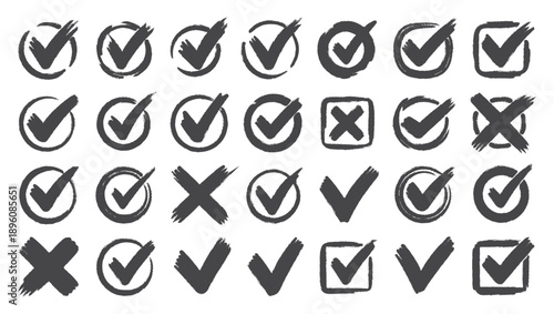Approval check icon isolated, set quality sign, tick  vector for stock
