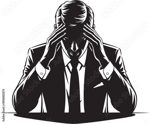 Human stress and depression vector illustration. Conceptual design of mental health and emotional pressure, including anxiety, sadness, frustration, overload and more. Vector illustration.