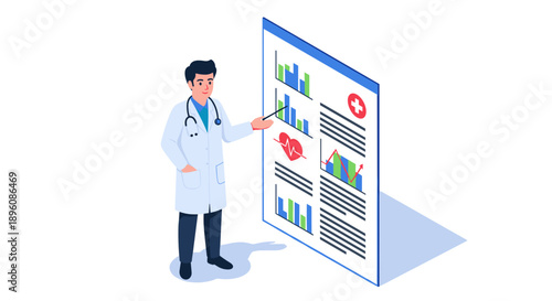 Doctor Analyzing Medical Data on Screen.