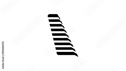 airplane wing symbol, black isolated silhouette