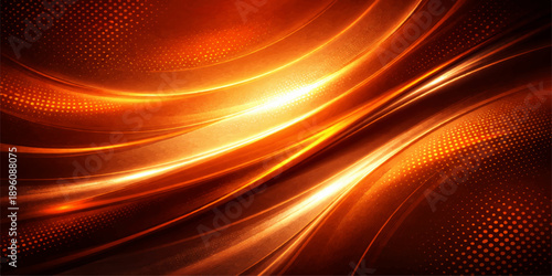 An abstract orange fractal burst background features a bright motion pattern of glowing lines and energy waves in a vibrant fire design for a modern digital wallpaper texture