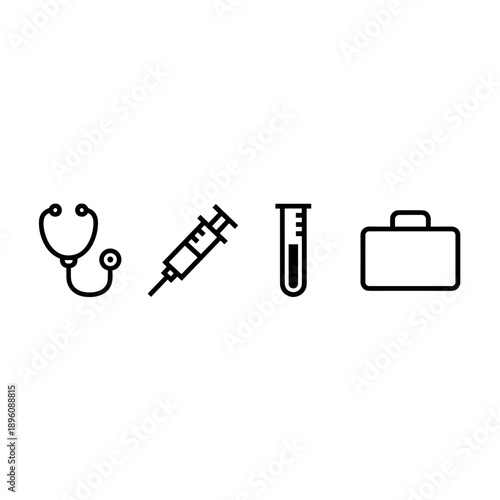 Medical Healthcare Equipment and Hospital Diagnosis Icons
