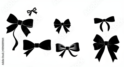bow, ribbon, knot, silhouette, shape, black, decoration, ornament, festive, celebration, holiday, party, wedding, birthday, gift, present, wrapping, package, decorative, elegant, classic, simple, mini