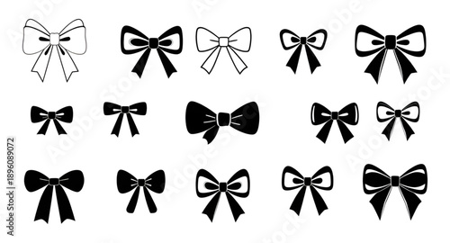 bow, ribbon, knot, silhouette, shape, black, decoration, ornament, festive, celebration, holiday, party, wedding, birthday, gift, present, wrapping, package, decorative, elegant, classic, simple, mini
