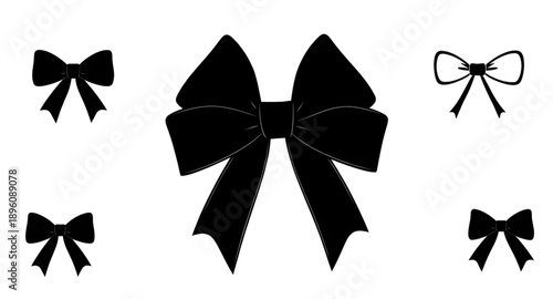 bow, ribbon, knot, silhouette, shape, black, decoration, ornament, festive, celebration, holiday, party, wedding, birthday, gift, present, wrapping, package, decorative, elegant, classic, simple, mini