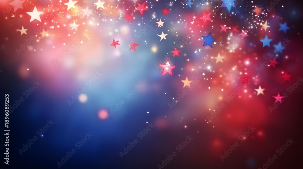 Fototapeta premium Red, white, and blue sparkling stars.