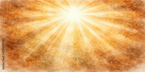 Grunge sunburst background with blue and orange rays creates a bright summer sky design featuring a glowing star burst pattern and a vintage sunlight texture for a sunny wallpaper illustration