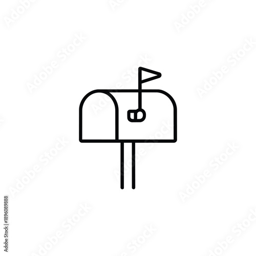 Mailbox building amenity line icon black and white vector illustration for residential apartment services and real estate facilities