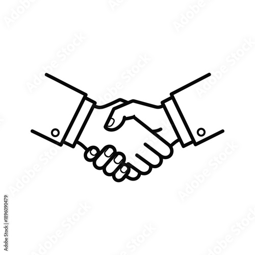 Business handshake illustration black and white