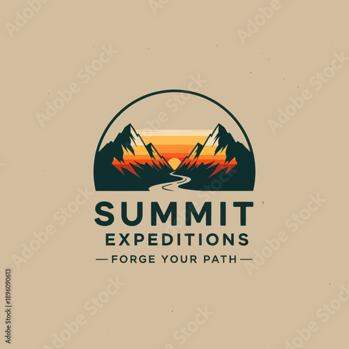 Summit Expeditions Logo with Mountain Landscape.