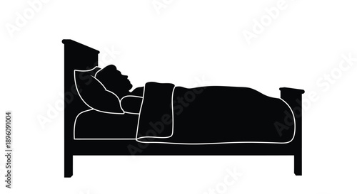 Silhouette of a person sleeping peacefully in a bed